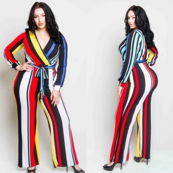 NWOT Plus Size Striped Pants Jumper - Picture 2 of 5